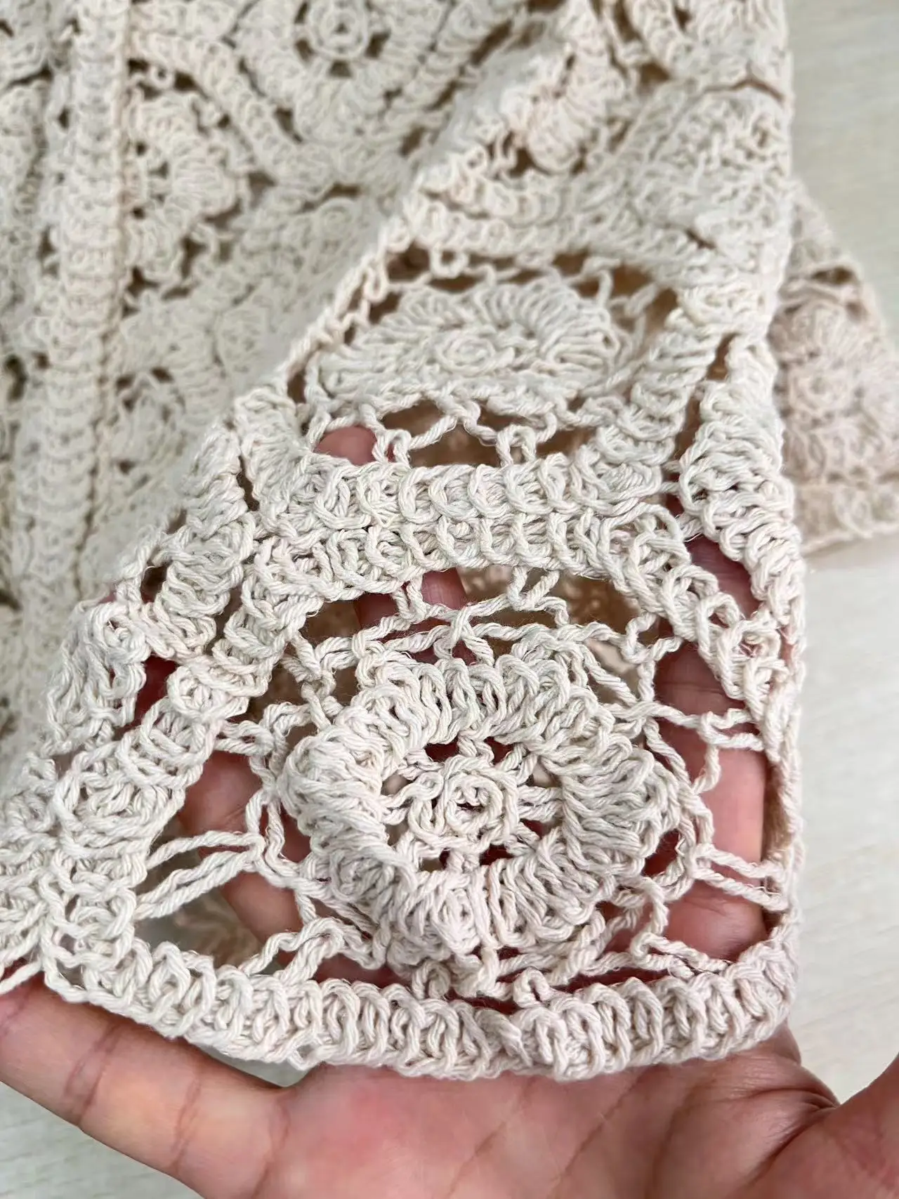 Long Sleeve Crochet Knit Top Beach Bikini Cover Up Button-up Cardigan Blouse Women blusas para mujer Vacation Boho Outfit