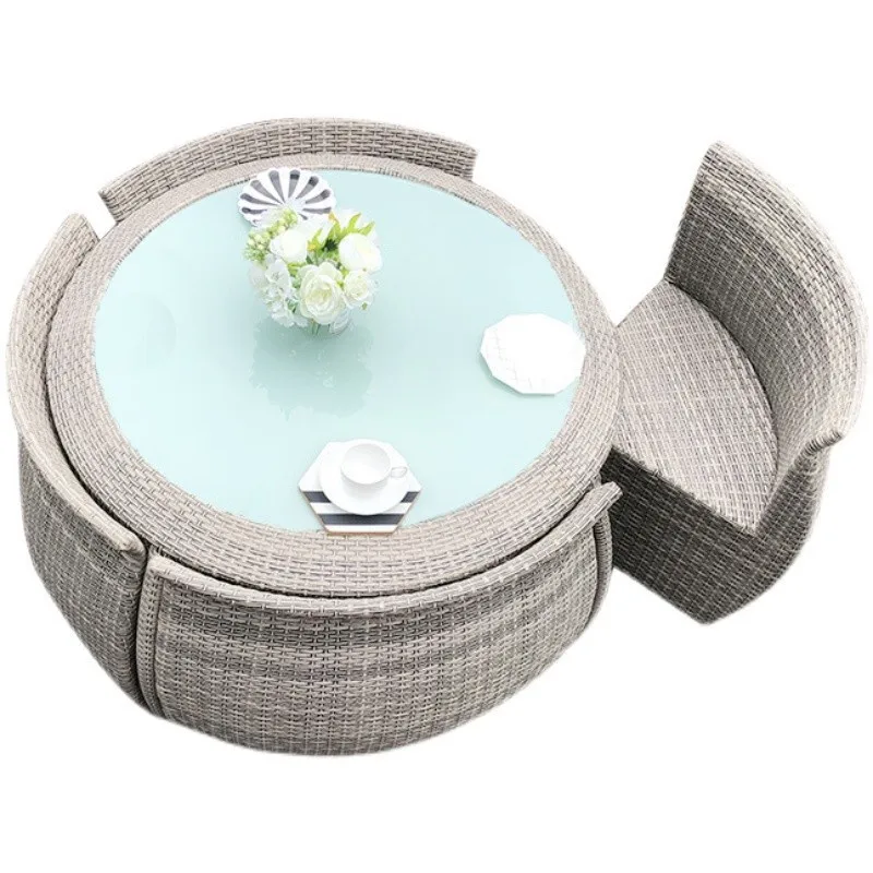 

rattan chair five-piece leisure terrace storage courtyard rattan balcony table and chair simple combination garden furniture
