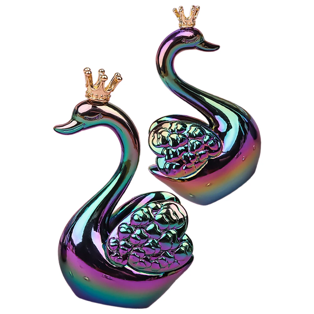 

Charming Couple Swan Figurines Resin Craft Decor Desktop Home Car Dashboard Statue Decorations Easy Clean Reliable Materials