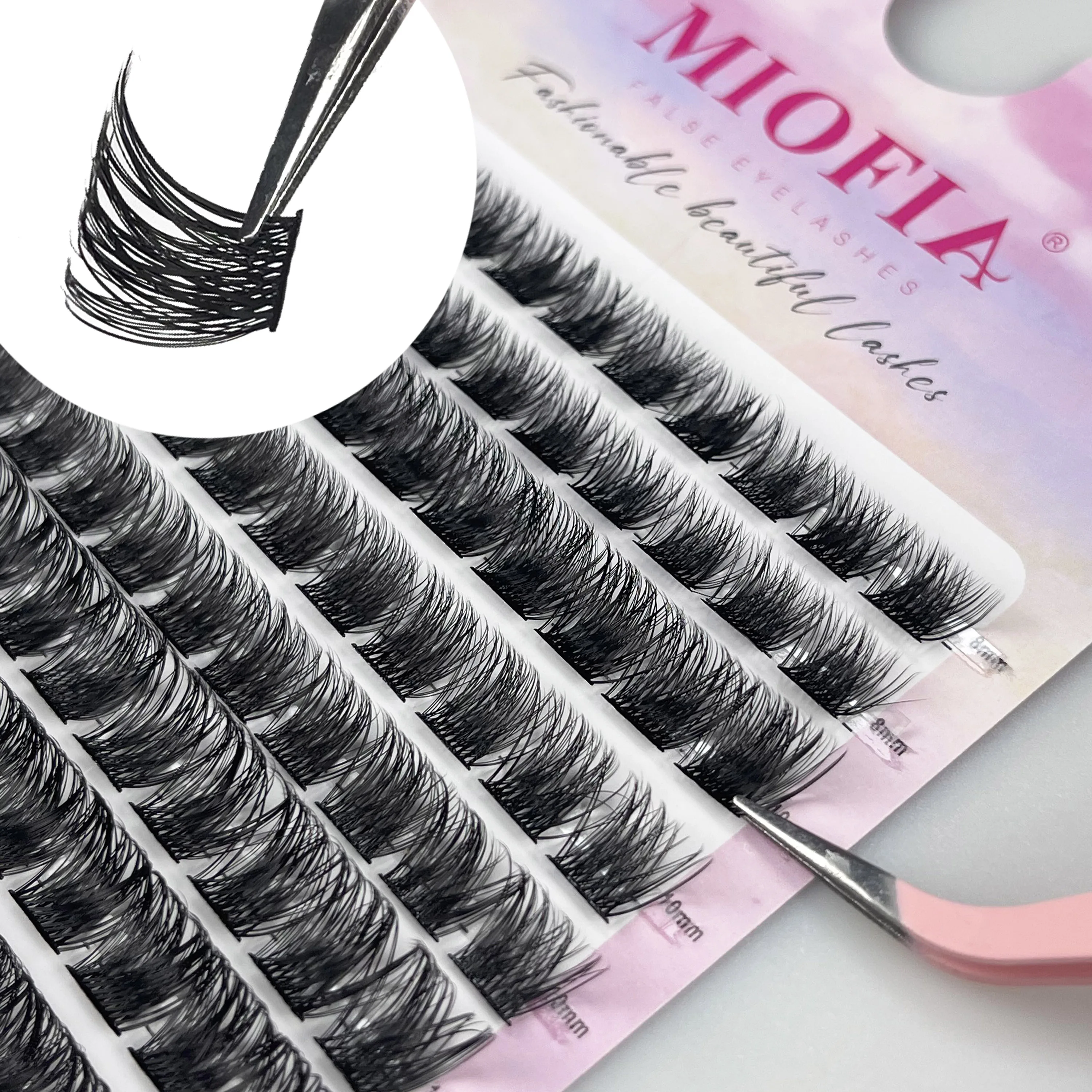 10列3Dフェイクミンククラスターつけまつげキャットアイまつげナチュラル厚いセグメントまつげDIYまつげエクステンションメイクアップまつげ