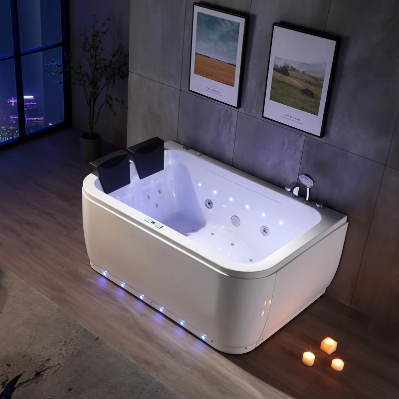 Modern Acrylic  Indoor Bathtub Hydromassage Fibreglass Double Whirlpool Jaccuzi Spa Bathtub