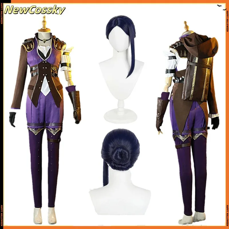 Caitlyn 코스프레 의상 LOL Kiramman Piltover의 보안관 롤 플레잉 셔츠 바지 장갑 의상 할로윈 카니발 파티 정장 d;'d
