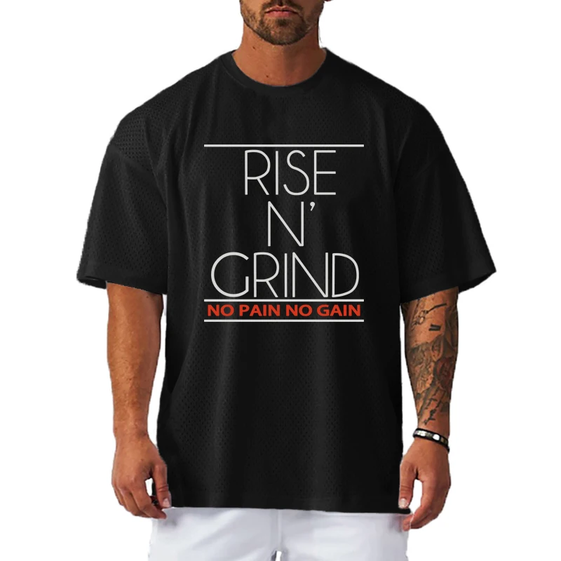 Comfortable Mesh Running T-Shirt Men Quick Dry Breathable Short Sleeve Crew Neck Oversized Athletic Tee Sports Gym Workout Run