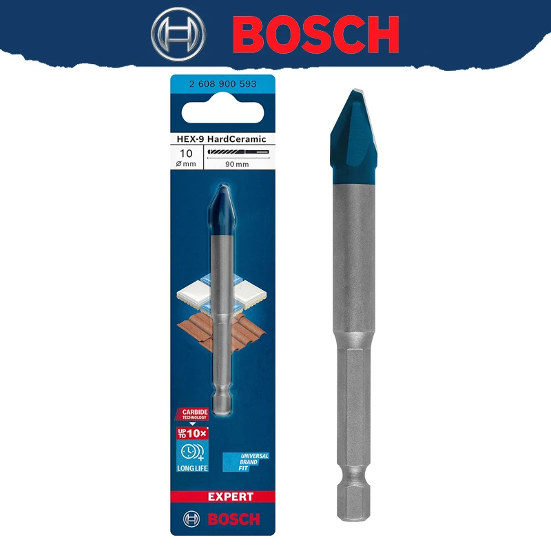 

BOSCH 2608900593 EXPERT HEX-9 Жесткое керамическое сверло 10 мм, 10X, длительный срок службы, материал, износостойкое сверло по камню