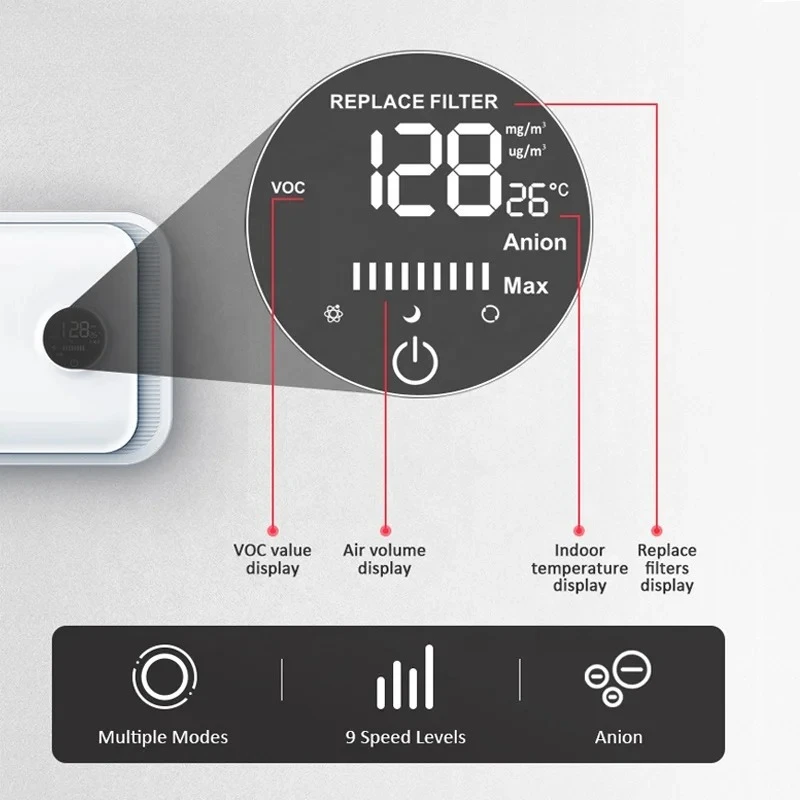 Wall-mounted  Ductless  Energy Recovery   with Voc Sensor or Pm2.5 air Quality Sensor Auto Control Inside Room Air