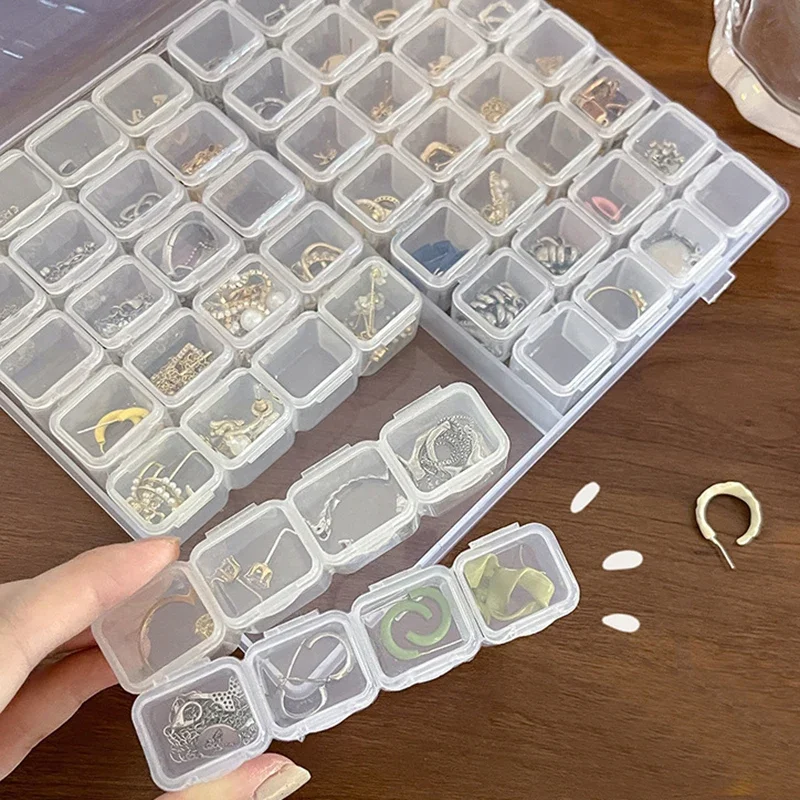 

New 28 Grids Plastic Jewelry Storage Box Necklace Earrings Rings Jewelry Packaging Organizer Portable Pill Medicine Storage Box