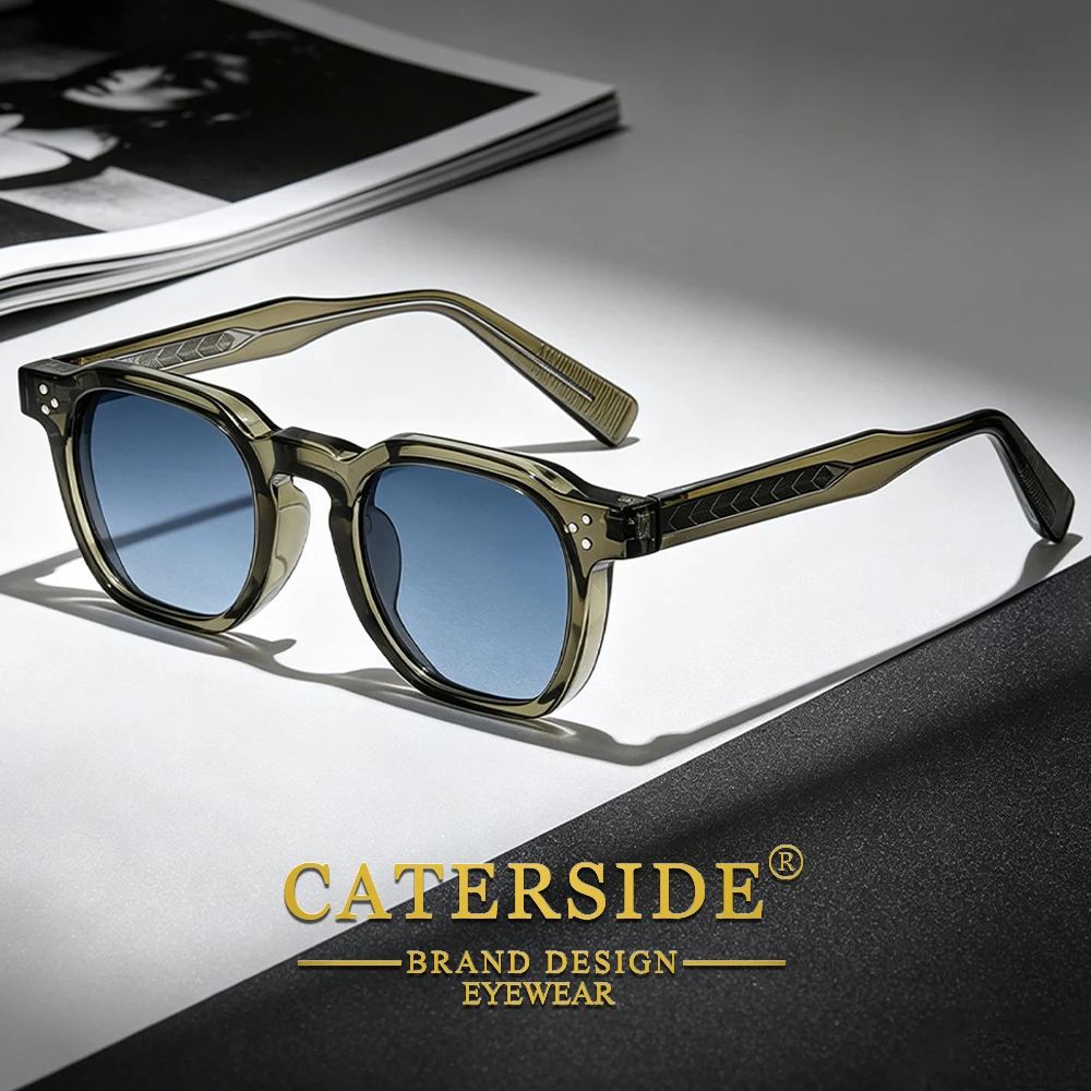CATERSIDE Retro Punk Men Sunglasses Small Frame Square Personalized Design Sun Glasses Women Travel Party Business Festival Gift