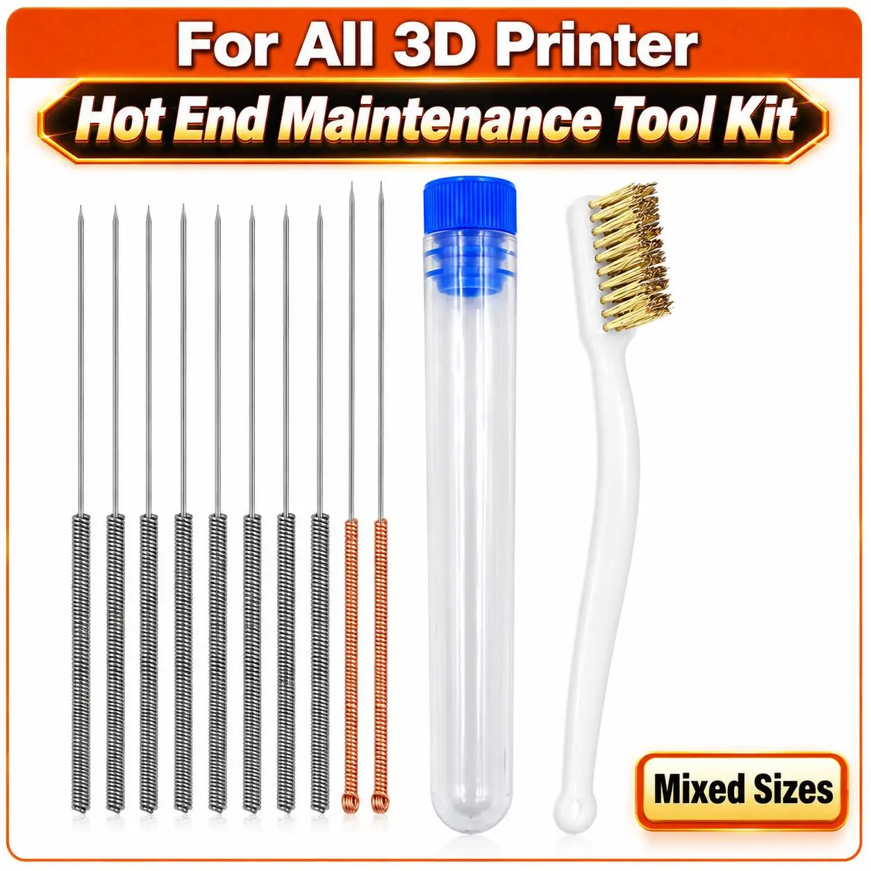 Hot‑End Maintenance Tool for Flashforge Creator 5 C5 Pro Nozzle Cleaning Needles Brass Brush Bambu Lab 3D Printer Hotend Cleaner
