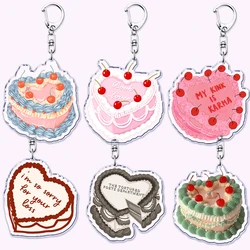 Cherry Heart Cake Keychains My Kink Is Karma TTPD Keyring for Accessories Bag Key Chain Ring Jewelry Friends Lover Birthday Gift