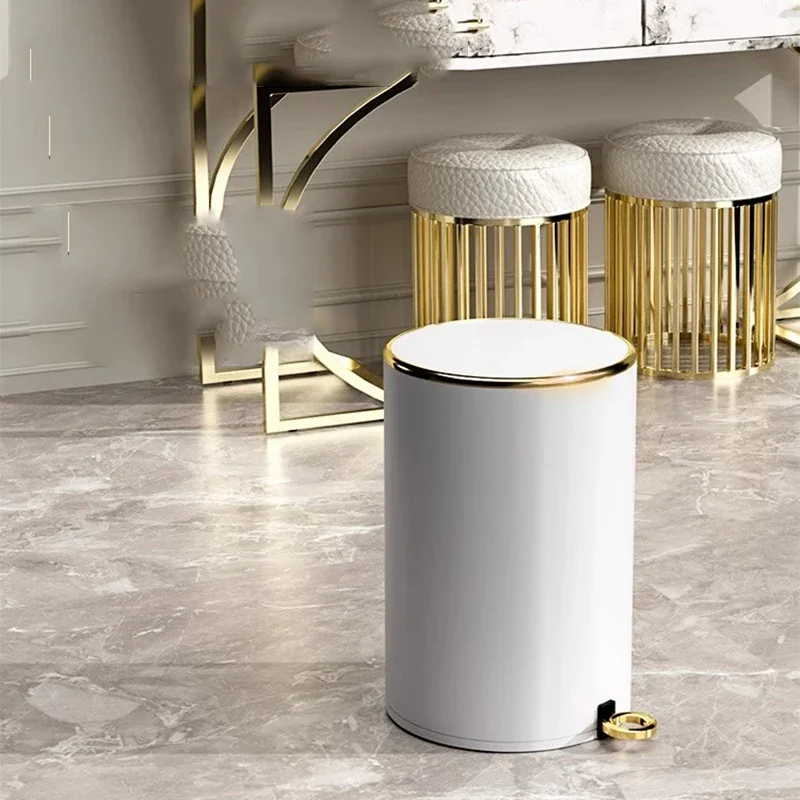 2025 New Stainless Steel Trash Can With Lid Luxury Kitchen Bathroom Living Room Foot Pedal Dustbin Extra Large Modern Design