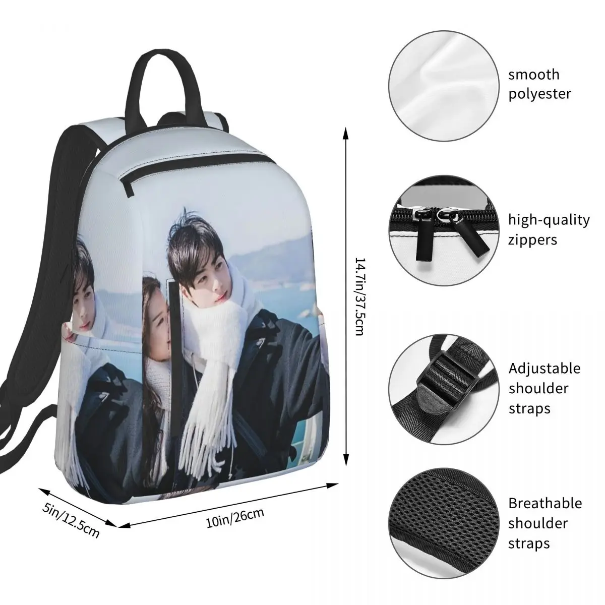 Cha Eun Woo Korean Actor Backpack Student BookBag Children School Bag Computer Shoulder Bags Boys Girls