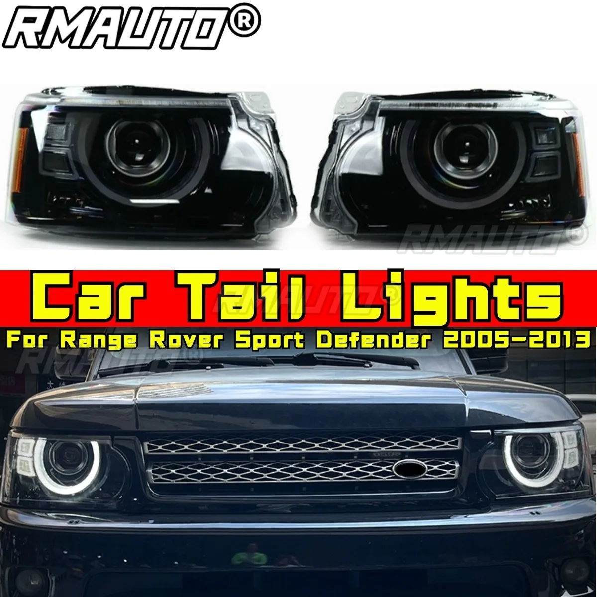 

Для Range Rover Sport Defender 2005-2013 комплект кузова для подбородка, динамическая фара, ближний свет, дневные беговые автомобильные аксессуары