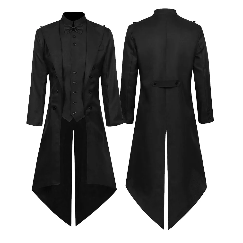 Tailcoat d'Halloween pour hommes et femmes adultes, costume de cosplay médiéval, tenues de carnaval, vêtements trempés