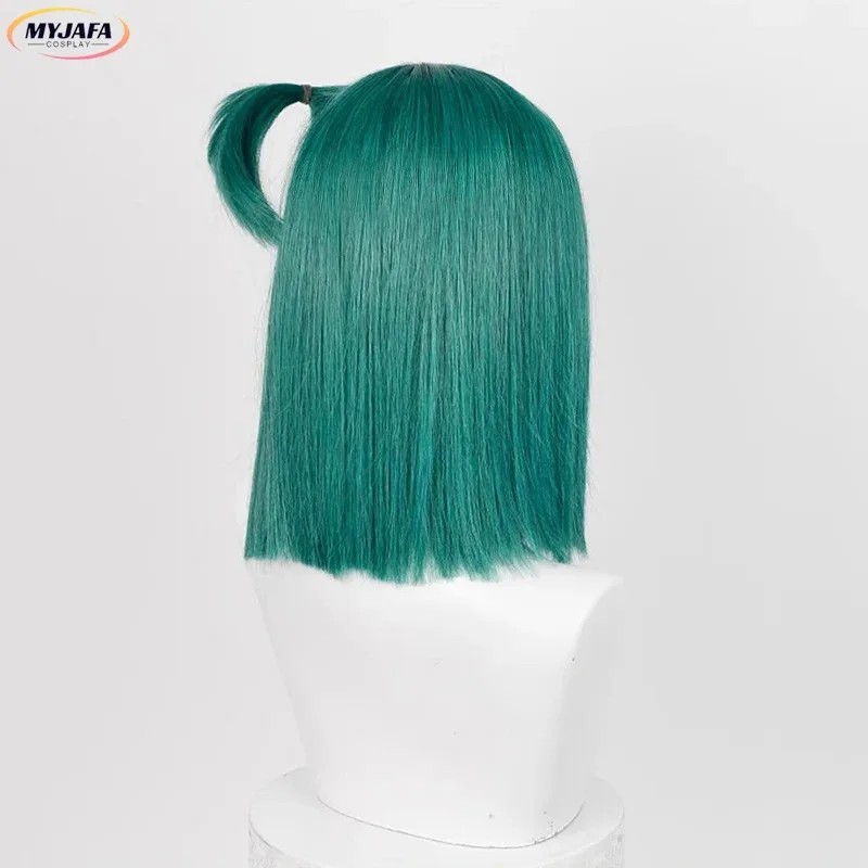 CyBulma Cosplay Wig Anime Buruma Short Green With Accessory  Heat Resistant Synthetic Hair Halloween Party Wigs + Wig Cap