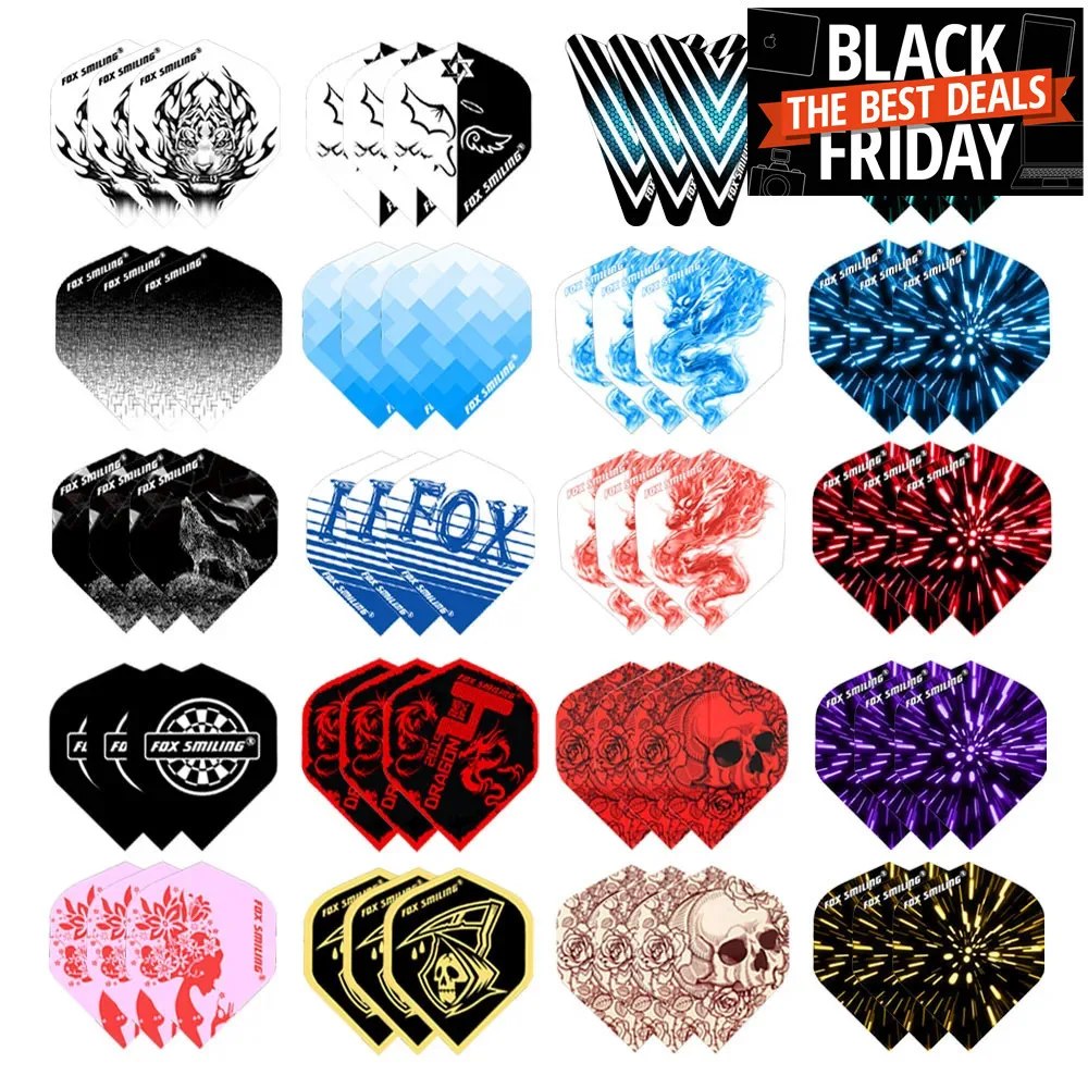 Fox Smiling Dart Flights Set 60PCS Multiple Styles Colorful PET Darts Flights Professional Darts Newly Dart Accessories