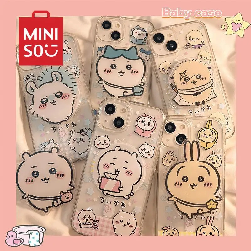 

MINISO Anime Chiikawas Phone Case Hachiware Cute Usagi Cartoon Iphone Case 15Promax Iphone14Pro 13 12 Phone Holder Girl Gift Toy