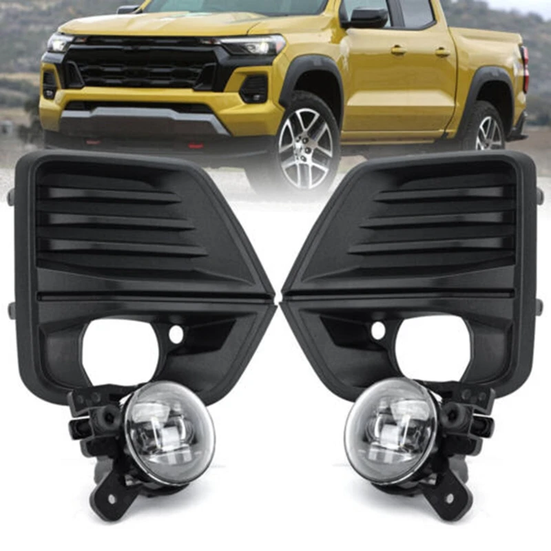 1Set Car Front Bumper LED Fog Light +Fog Lamp Cover+Harness Kit For Chevrolet Colorado 2023 2024 Daytime Running Lights Parts