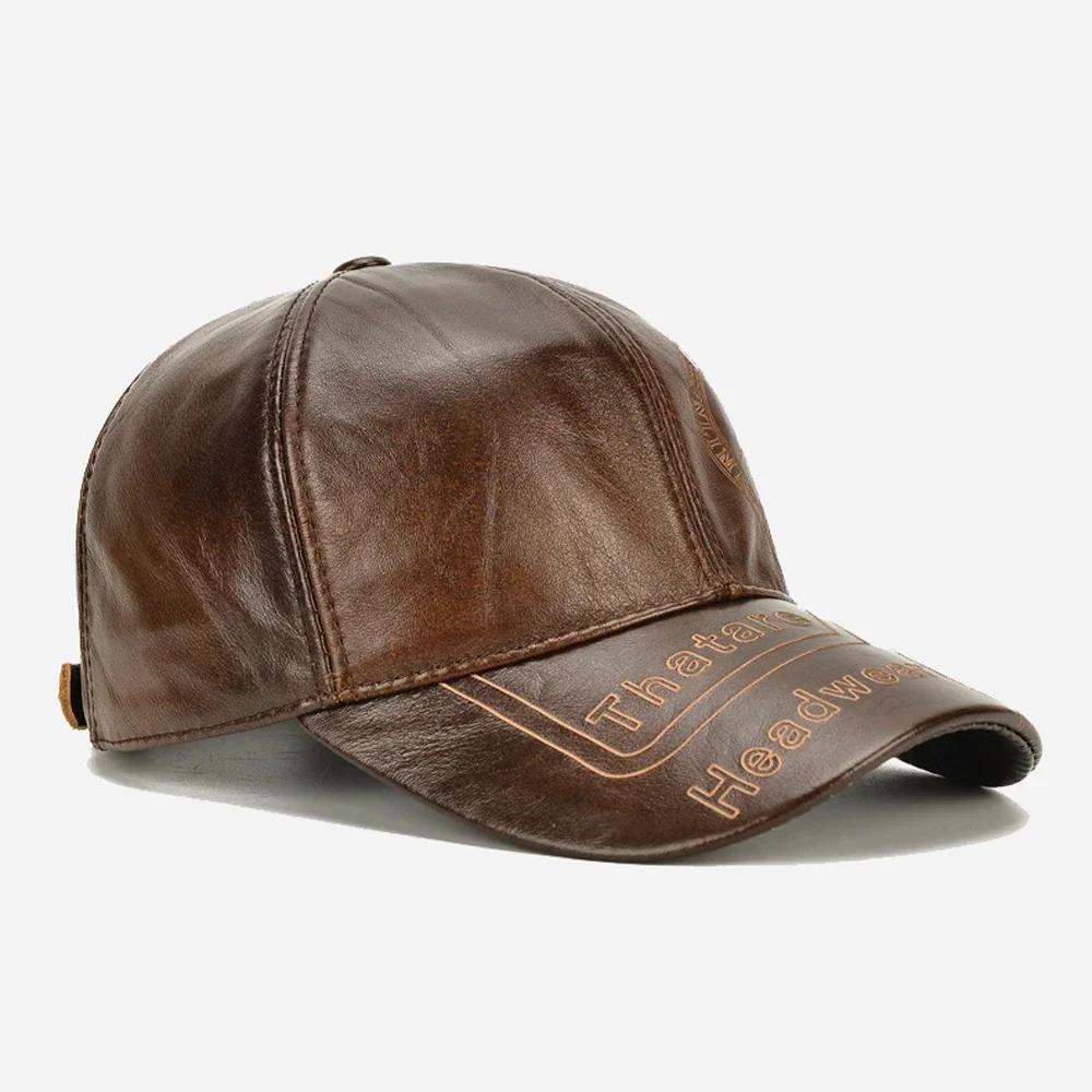 Tax excluded, add at checkout if applicable Fashion Men Genuine Cowhide Leather Baseball Cap Casual Real Leather Hat Autumn Wint