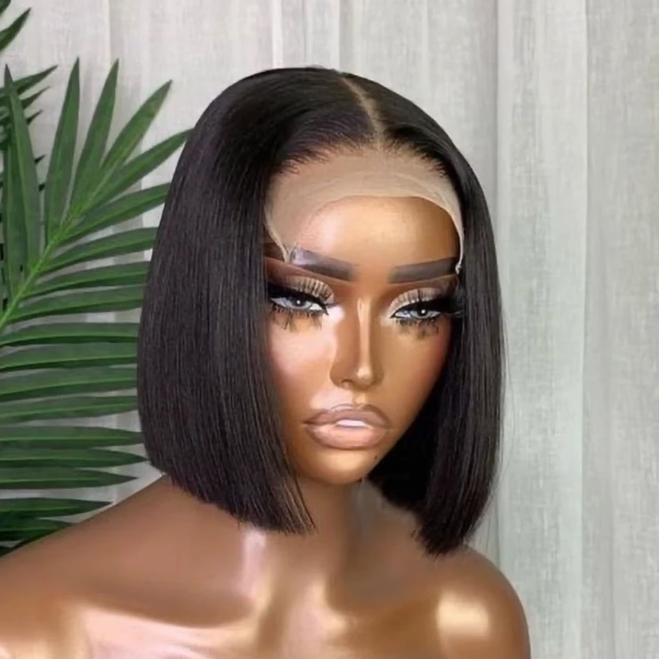 

220% Короткий парик Боб 13x4 Прозрачные парики фронта шнурка Бразильские 100% человеческие волосы 4x4 Кружевной фронтальный прямой парик Боб для чернокожих женщин