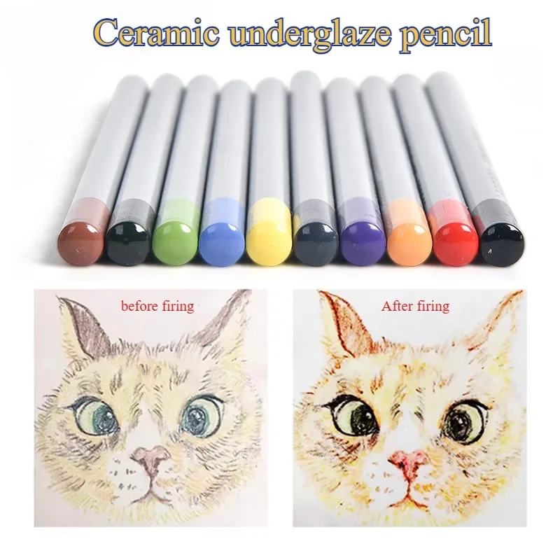 

10-color Pottery Underglaze Pencil Art Coloring Pen DIY Ceramic Blank Body Work Hook Line Painting Colored Pencil Paint Brushes