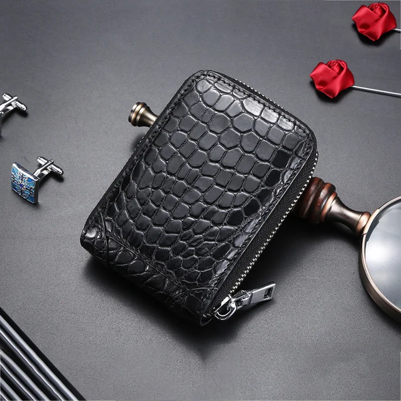 2022 New Luxury Crocodile Leather Rfid Multi Men's Card Bag Large Capacity Card Clip Genuine Leather Card Holder Bag 45