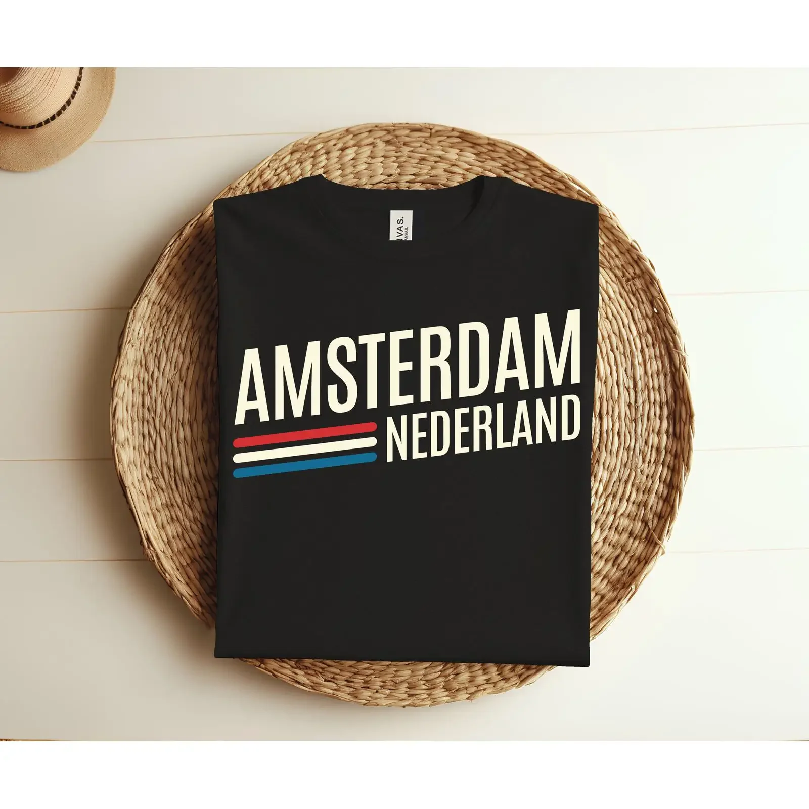 Amsterdam Netherlands Retro Nederland Dutch Flag T Shirt Vintage Holland  vintage Washed Top For Everyday Wear Stretched
