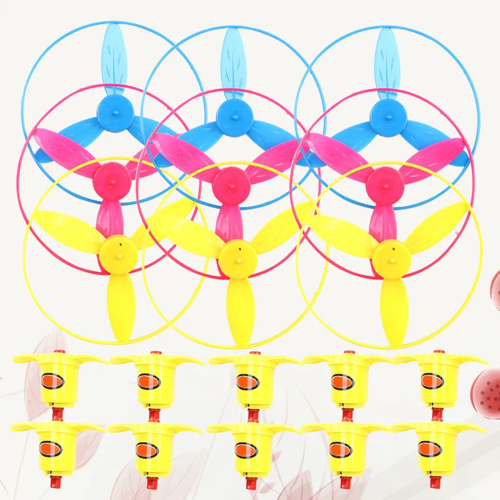 10Sets Flying Discs Durable 10 Launchers 30 Flying Discs Random Colors Parent-Child Play Educational Fun Kids Gift