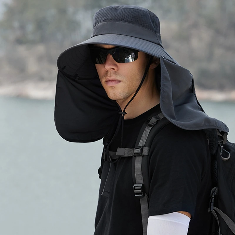 Fishing Sun Hat Sun Protect Cap UV Protection Neck Cover Wide Brim Neck Flap Fishing Cap For Travel Camping Hiking Cap