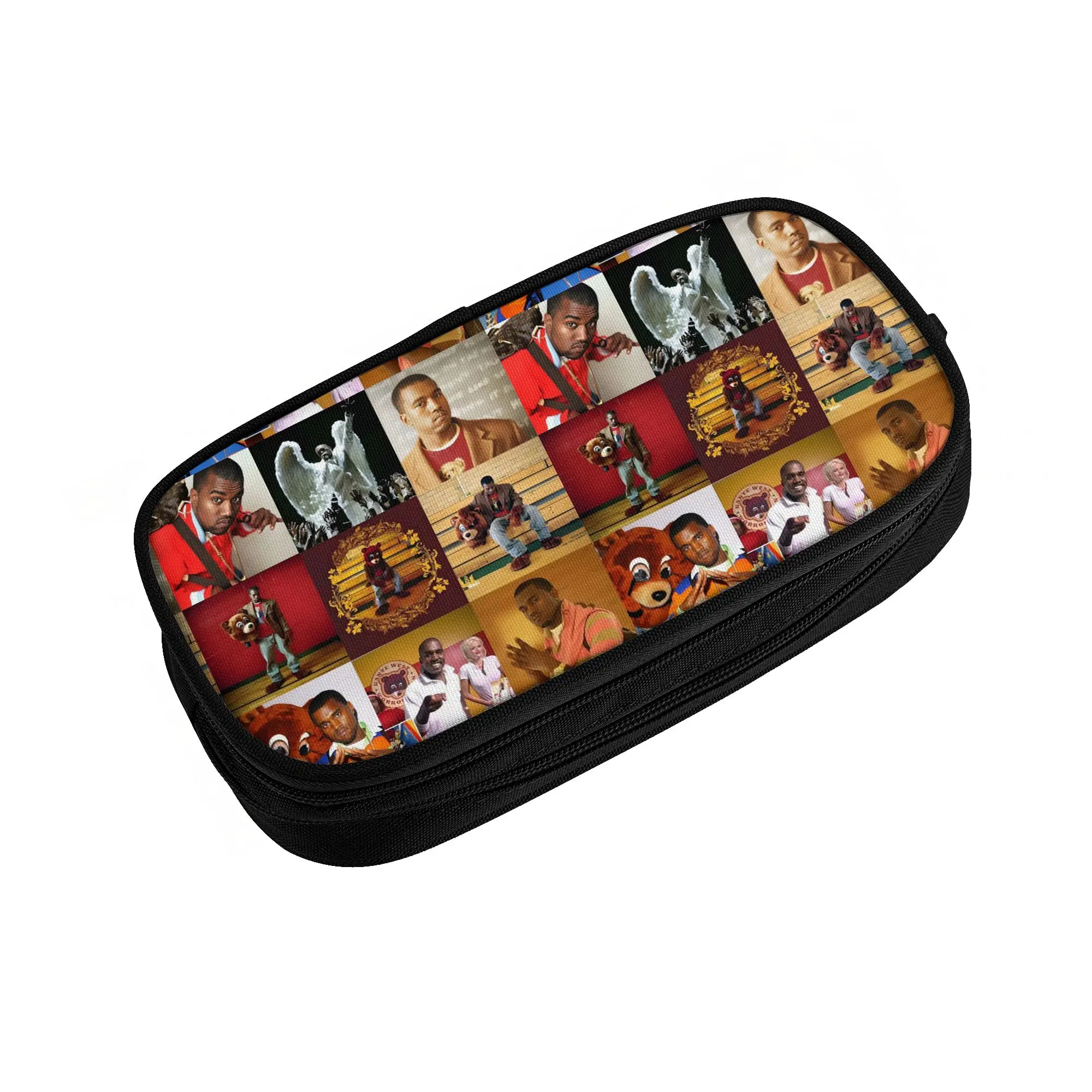 Kawaii Funny Kanye West Rapper Singer   Pencil Case for Girls Boys Large Storage  Pencil Box School Accessories