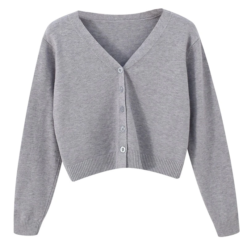 Femmes automne hiver à manches longues recadrée pull 2025 ample solide Cardigan mode tricoté femme vêtements doux col en v hauts courts