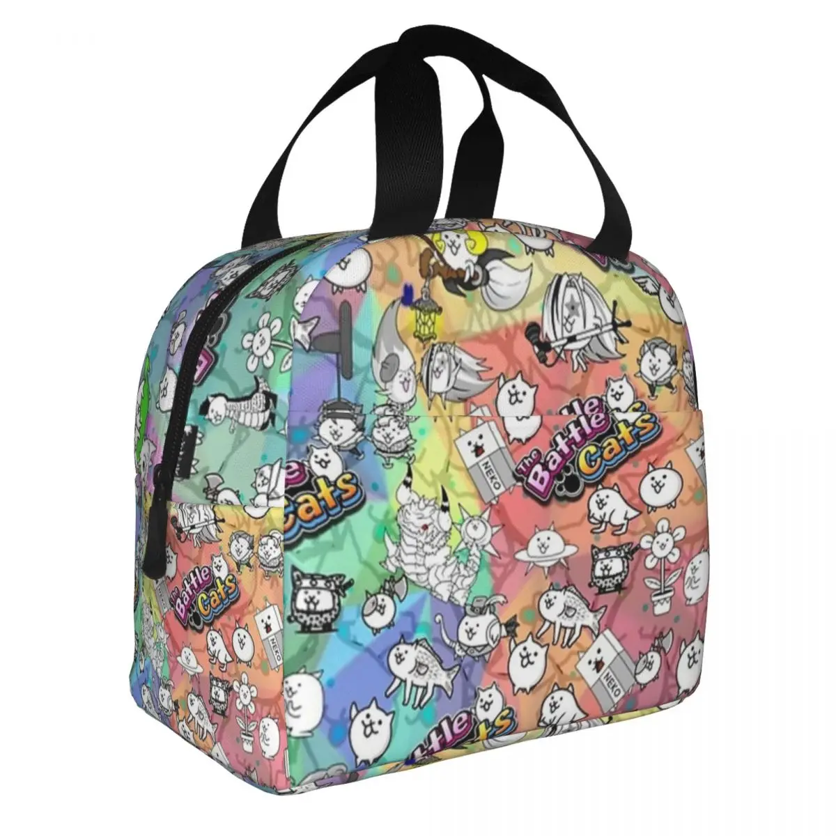 Game Cartoon The Battle Cats Insulated Lunch Bags Cooler Bag Reusable Portable Lunch Box Tote for Men Women Office Travel