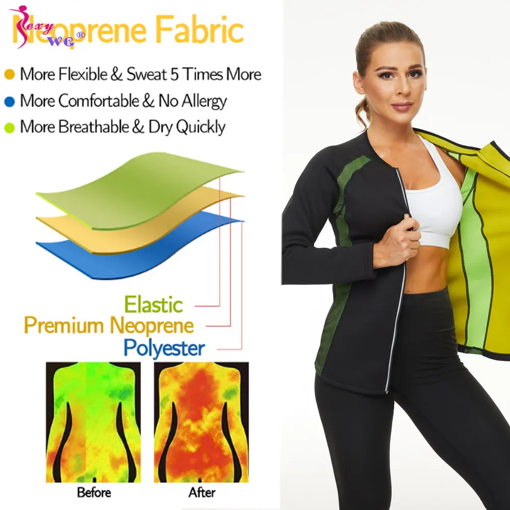 SEXYWG Sauna Top for Women Weight Loss Slimming Long Sleeve Fitness Suit Neoprene Shirt Fat Burner Ladies Workout Body Shaper
