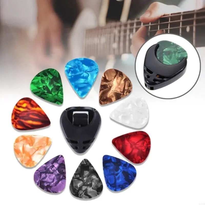 

10Pcs Acoustic Guitar Pick Plectrums Electric Guitar Pick & Pick Holder Set