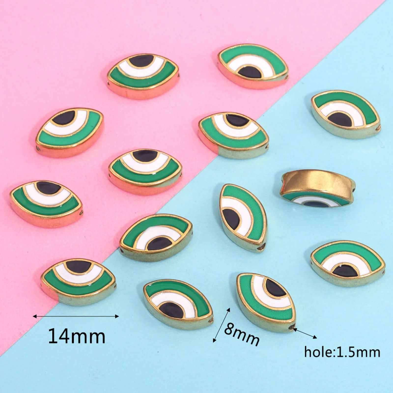 1 Piece 304 Stainless Steel Beads Fish Animal  Evil Eye Enamel Spacer Handmade Making Bracelet DIY Jewelry Findings Hole 1.5mm