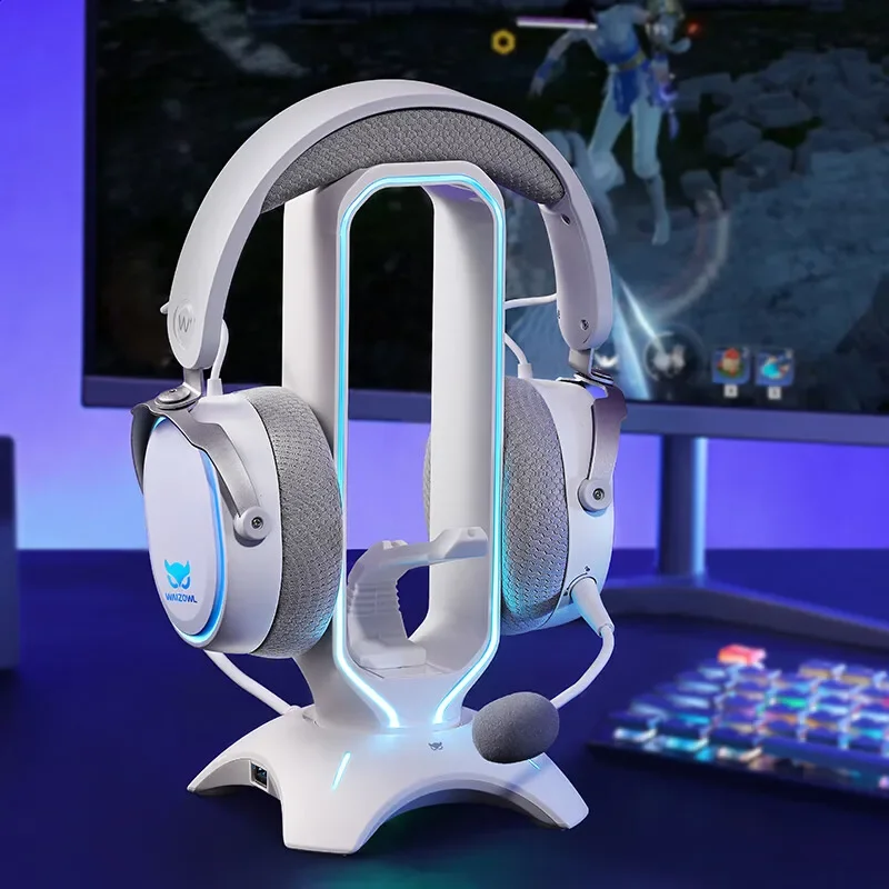 หูฟังเล่นเกม waizowl BG แบบมัลติฟังก์ชั่น, หูฟังเล่นเกม RGB อุปกรณ์เสริมการเล่นเกมเนื้อหาแสง RGB ออกแบบให้ประหยัดพื้นที่