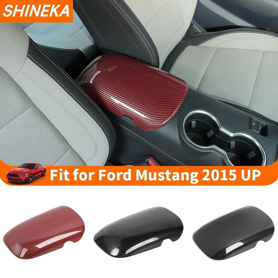 SHINEKA Center Console Armrest Box Decoration Cover Panel for Ford Mustang 2015 2016 2017 2018 2019 2020 Up Interior Accessories