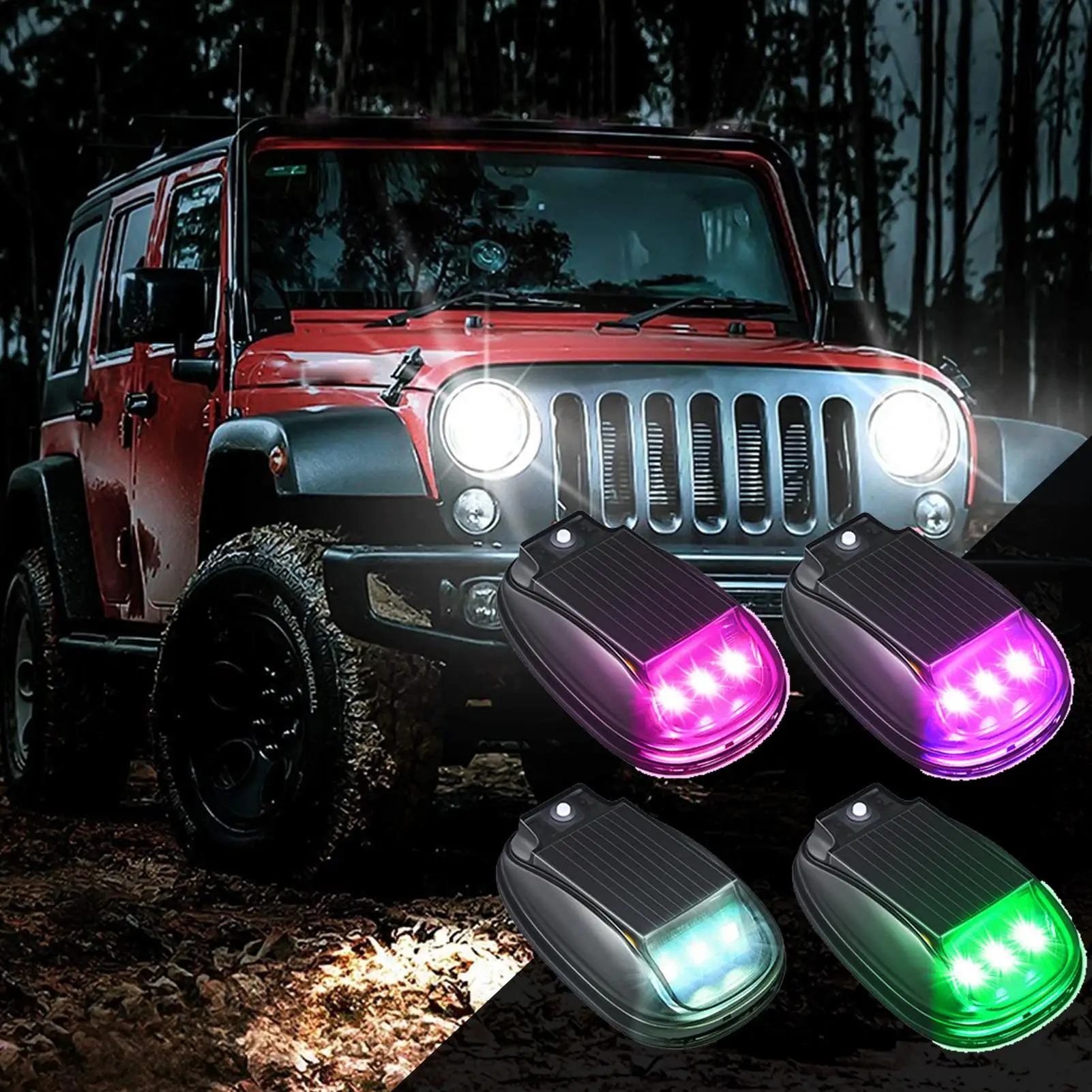 Solar Cab Lights Cab Marker Lights 4 Piece Lighting Accessories Waterproof Smart Sensing For Motorcycle Outdoor