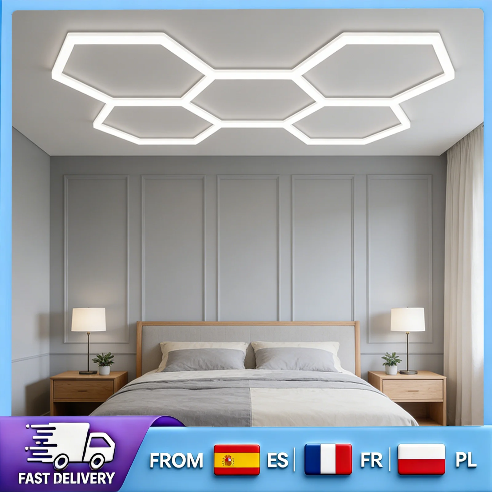 Lumière de garage hexagonale à LED à assembler soi-même, 24 tubes LED, éclairage commercial pour le detailing automobile avec connecteur Y V