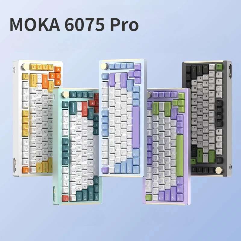 

MONKA 6075pro Aluminum Mechanical Keyboard Three-Mode Wireless Gasket RGB Hot Swap Pc Gaming Keyboards Customized Keyboard Kit