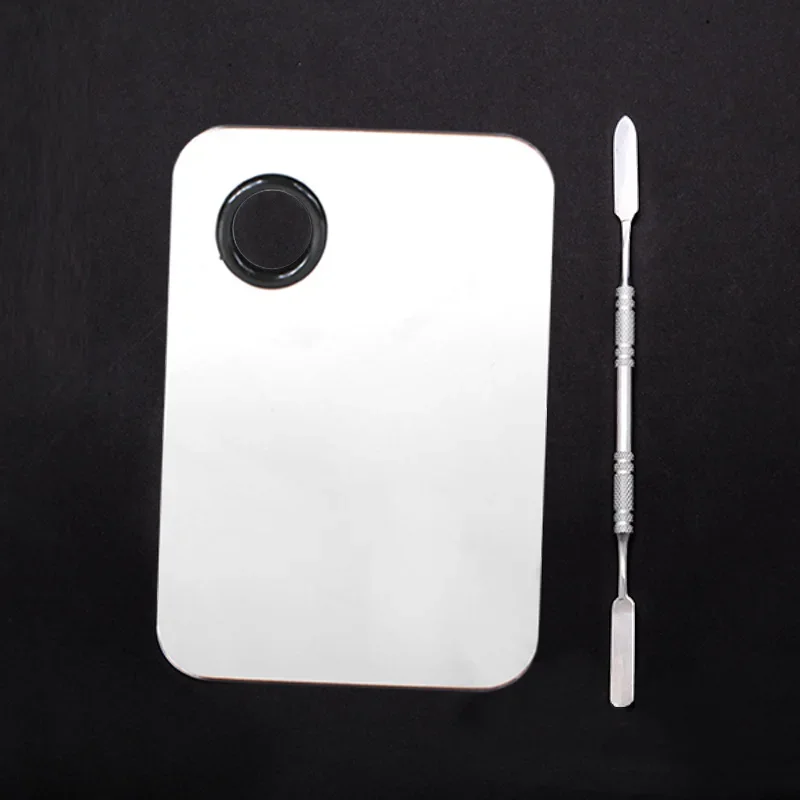 스테인레스 스틸 메이크업 믹서 네일 아트 폴리쉬 믹싱 플레이트 파운데이션 아이섀도우 믹서 팔레트 스패출라 포함2027