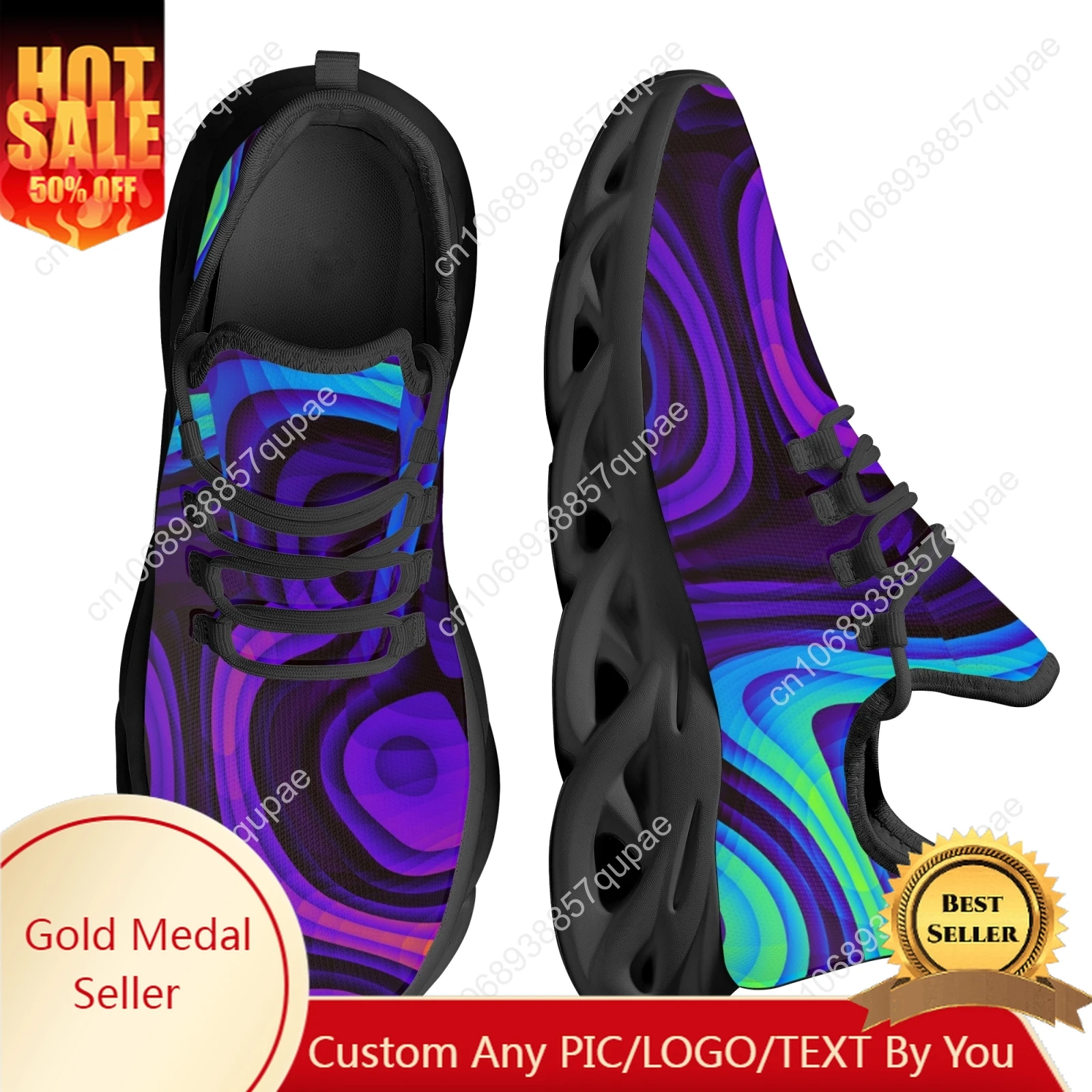 

Fashion Black Psychedelic Kintted Flats Sneakers Shoes Mens Womens Sports Shoe Fashion High Quality DIY Sneaker Custom Made Shoe