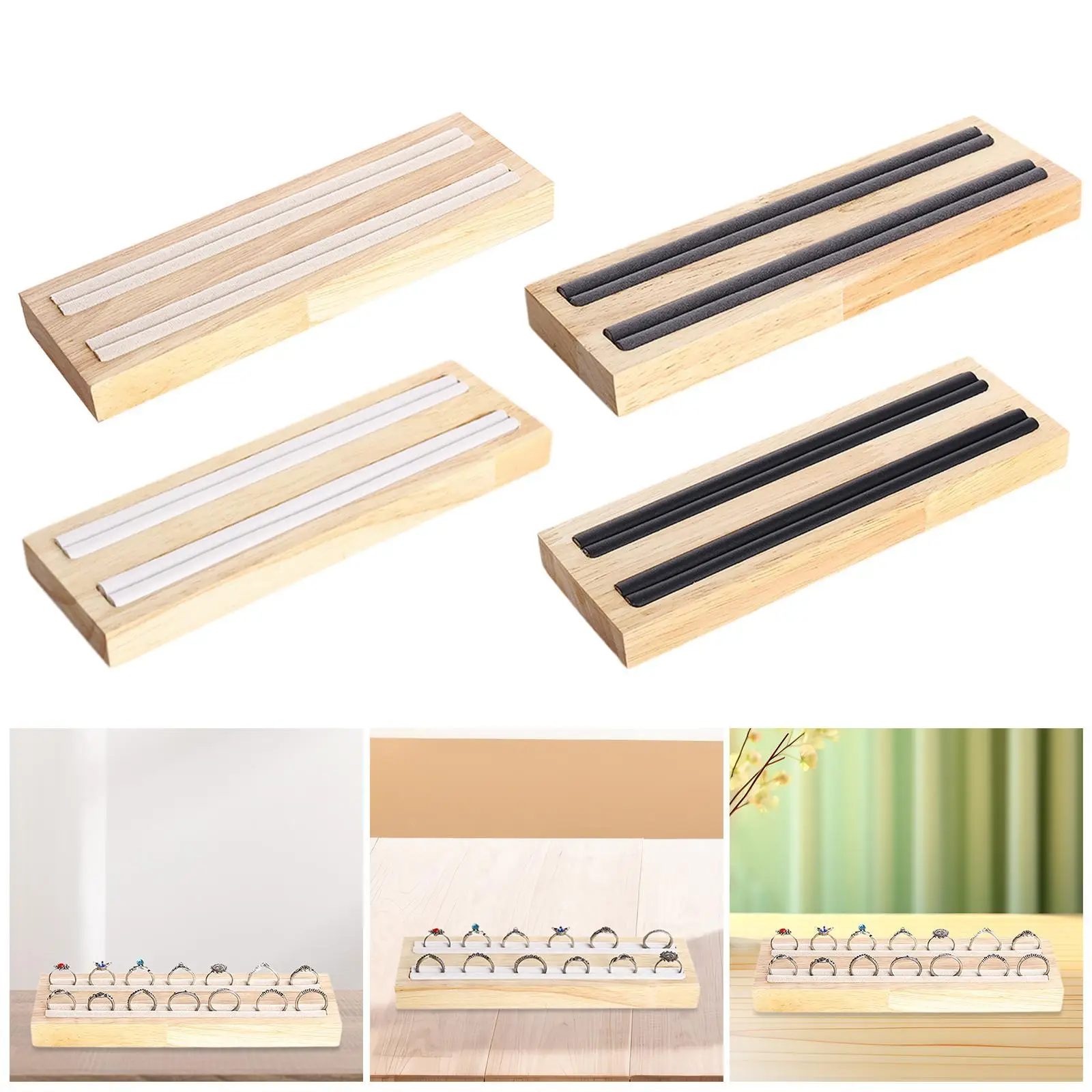 

Ring Display Holder Solid Wood Storage Tray for Showcase Selling Home Desk