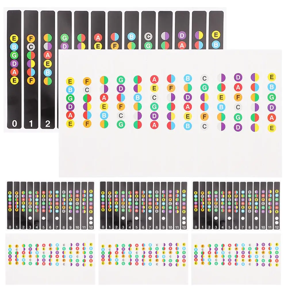 

8 Pcs Fingerboard Stickers PVC Self Adhesive Guitar Neck Tape Fretboard Notes Learning Scale Stickers Accessories Sweatproof