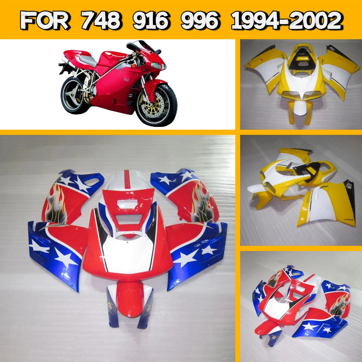 High-Quality Fairings for 1994-2002 Ducati 748 916 996 Injection Fairing Panel Set 94-02 748 916 996 Unique Design