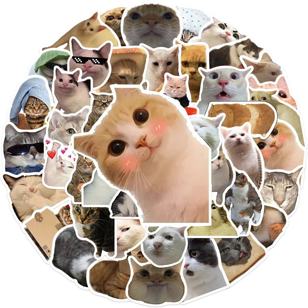 10/30/50pcs Funny Animal Cat MEME Graffiti Stickers Cute Waterproof DIY Decals Decorative Skateboard Luggage Phone Sticker Gifts