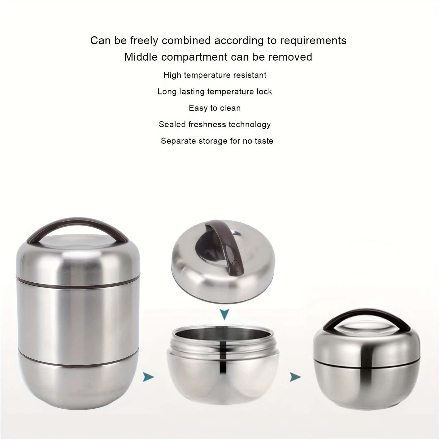 Insulation Bento Lunch Box 4 Layer Stackable Compartment Stainless Steel Lunch Container for Outdoor Travel