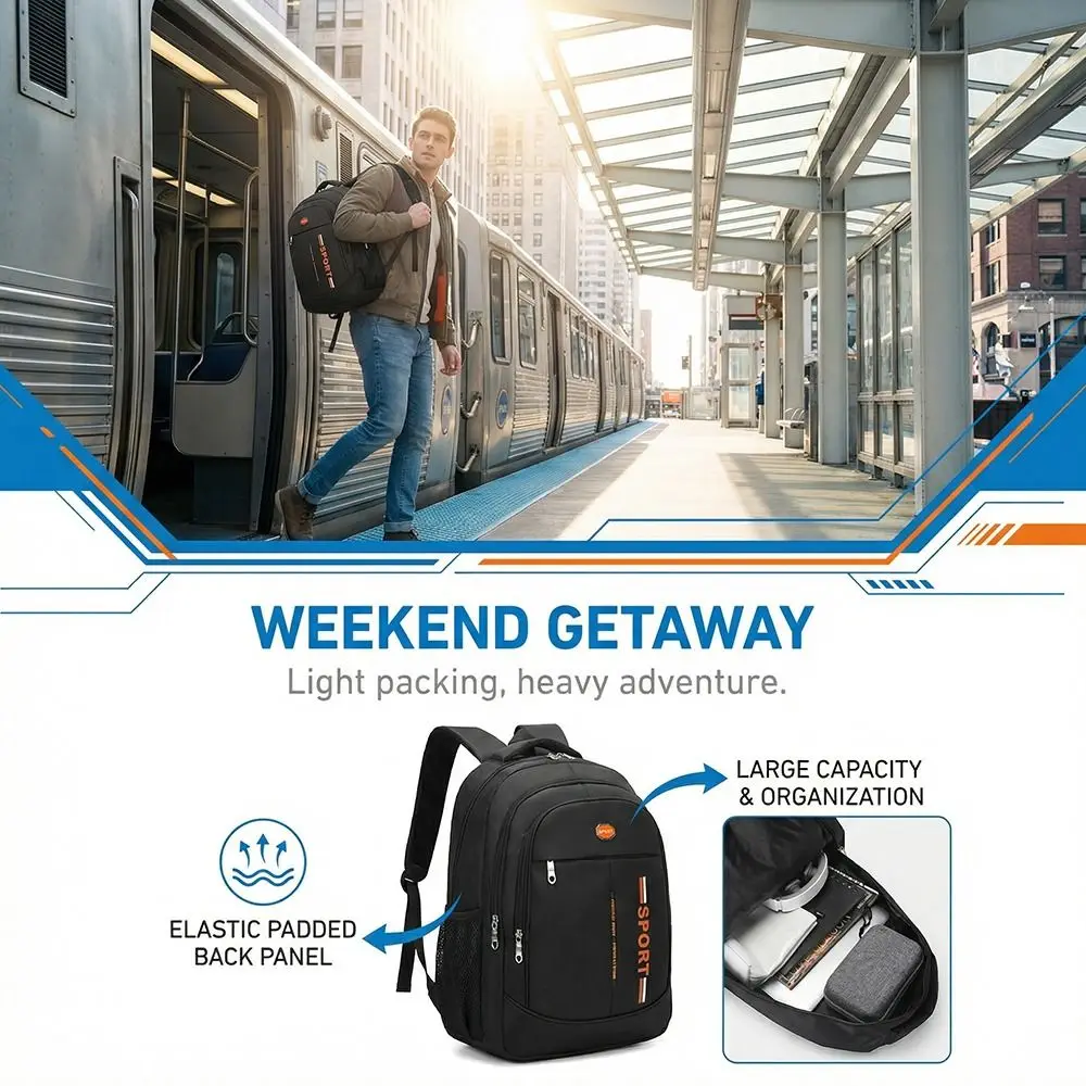 

Ergonomic Men Backpack Wear Resistant Large Capacity Laptop Shoulder Bag Fashion Water-repellent Student School Bag Daily Use