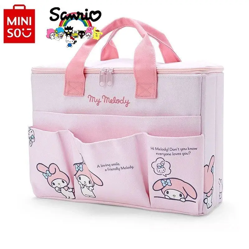 Miniso Hello Kitty Women\'s Handbag Fashionable High Quality Diaper Bag Cartoon Large Capacity Multi Functional Storage Mommy Bag