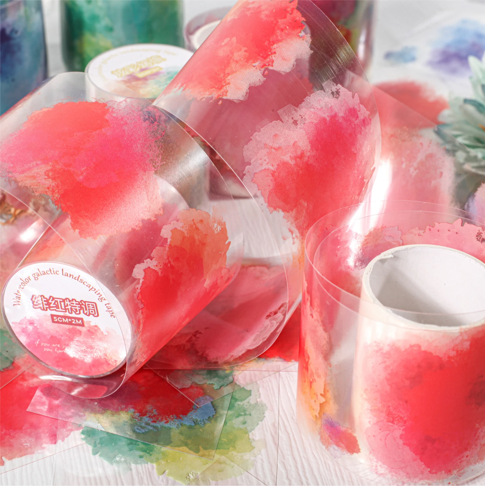 50mm*2m Color Ink PET Masking Tapes Journaling supplies Decorative Adhesive Sticker Scrapbooking Journal Aesthetic Stationery