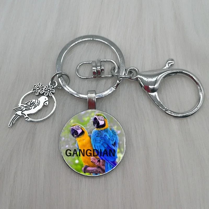 DIY fashion animal bird parrot charm car keychain bird key ring holder gift for men and women